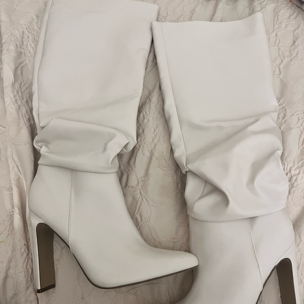 Justfab White slouch boots- worn once